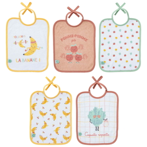 Lot de 5 bavoirs naissance 20x25 cm Smoothie, Babycalin 1