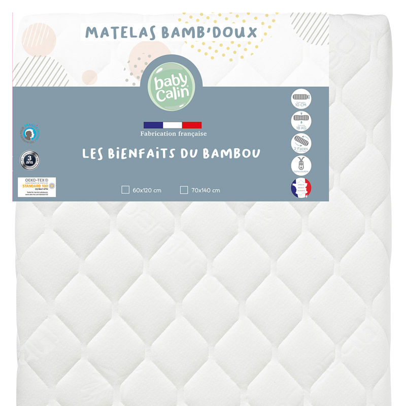 Baby Calin - Matelas lit Bamb'Doux déhoussable 70x140 cm 24kg/m3, Babycalin - Mixte