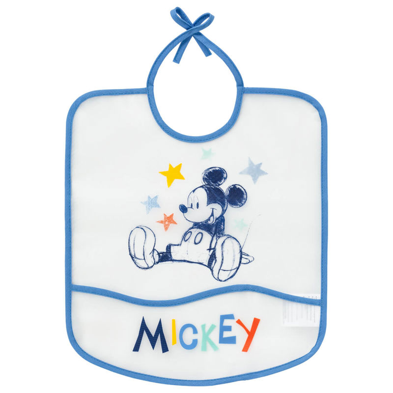 Baby Calin - Bavoir 6 mois imperméable avec poche 28x32 cm Mickey Cool, Disney Baby - - Dès 6 mois
