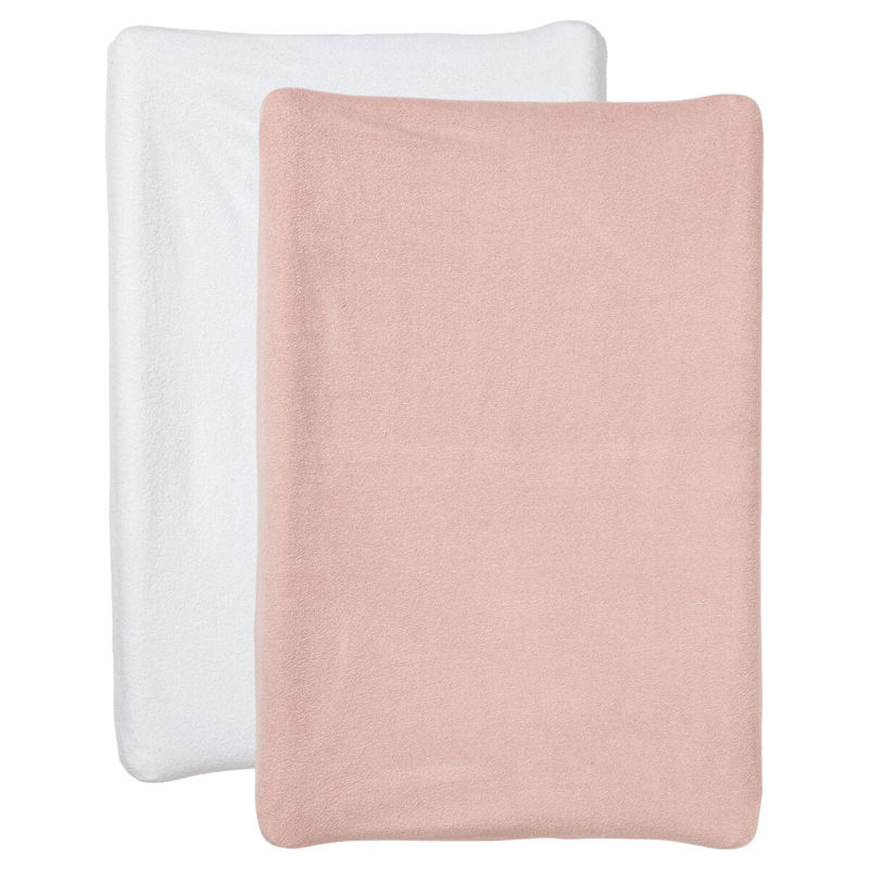 Lot de 2 housses de matelas à langer en éponge 50x70 cm blanc rose, Babycalin -
