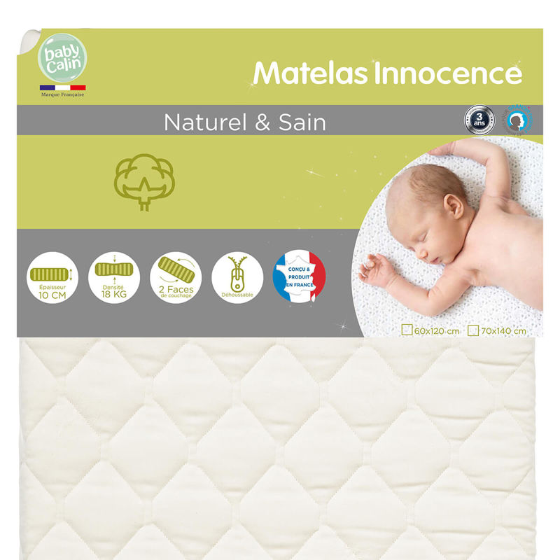 Matelas bébé Innocence Bio 70x140cm 18 kg/m3, Babycalin -