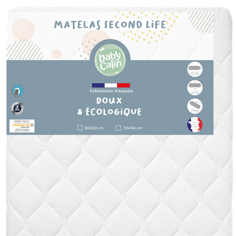 Matelas Second Life 60x120x10 cm 24kg/m3, Babycalin -