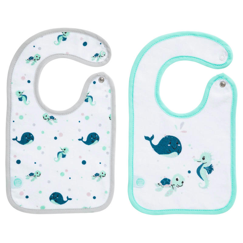 Lot de 2 bavoirs naissance Marin Bio, Babycalin -