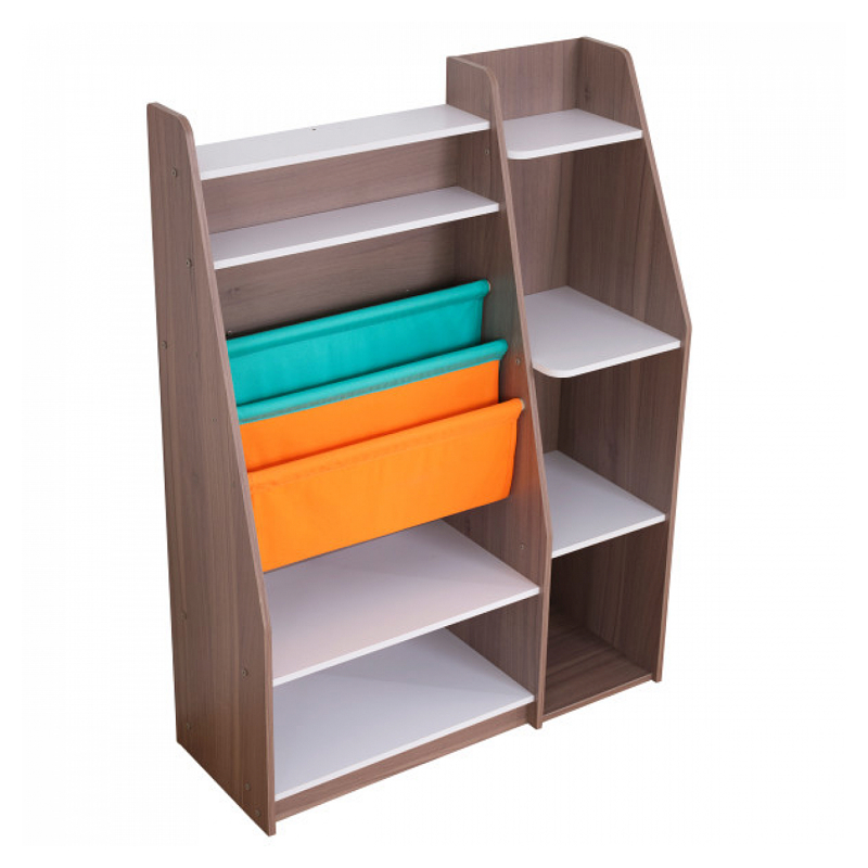 Bibliothèque avec pochettes de rangement - Gris cendré -