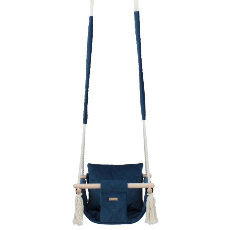 Balançoire bascule pour enfants - velours - bleu marine, Velinda -