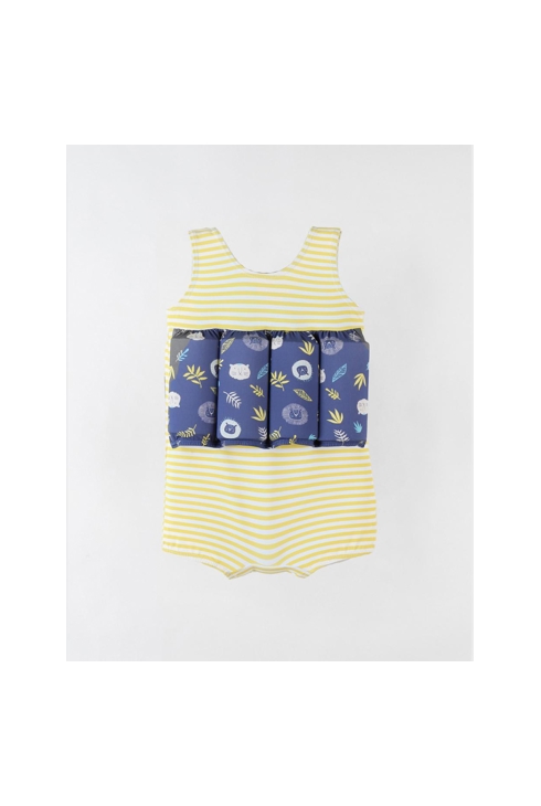 Maillot bouée rayé à imprimés jaune bleu, Archimède