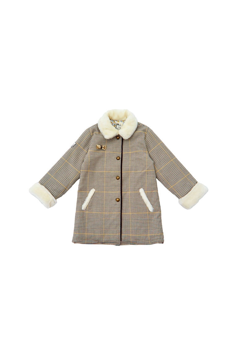 Manteau carrx tartan marron fille fausse fourrure Amandine, La Faute à Voltaire 1