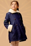Manteau bleu marine en jeans fille col fausse fourrure Anoushka, La Faute à Voltaire 2
