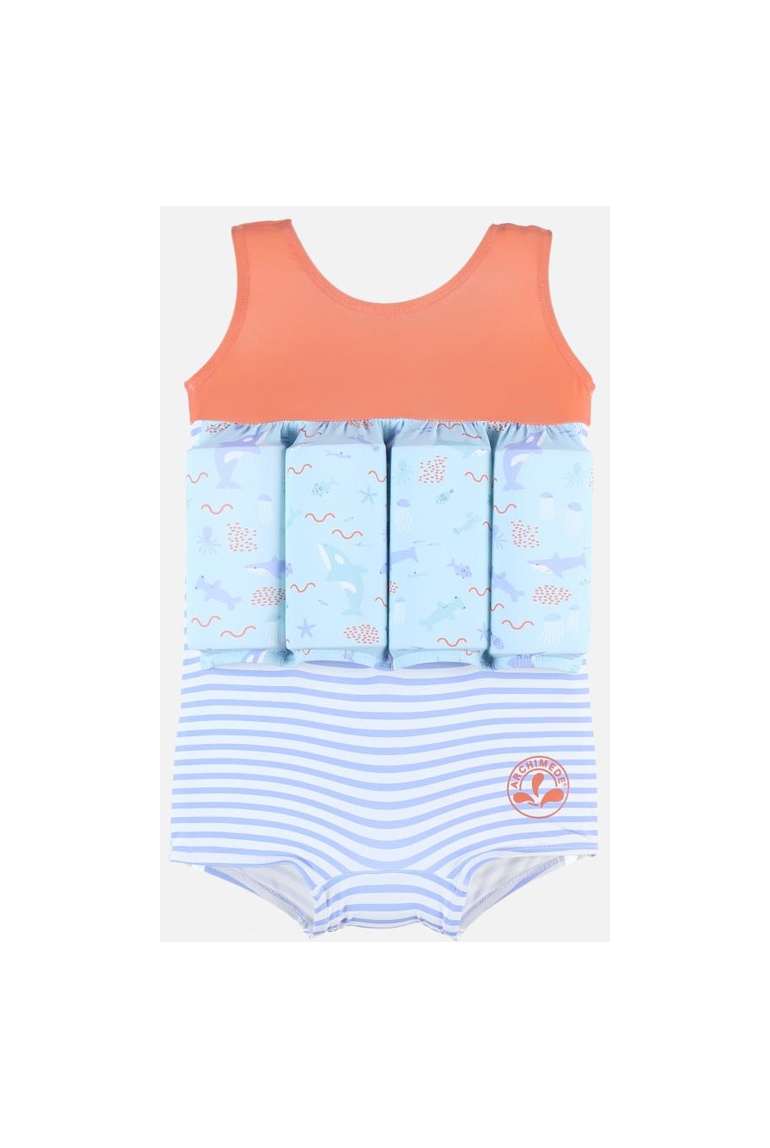 Maillot bouée à imprimés orange bleu clair, Archimède 1