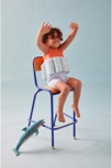 Maillot bouée à imprimés orange bleu clair, Archimède 2