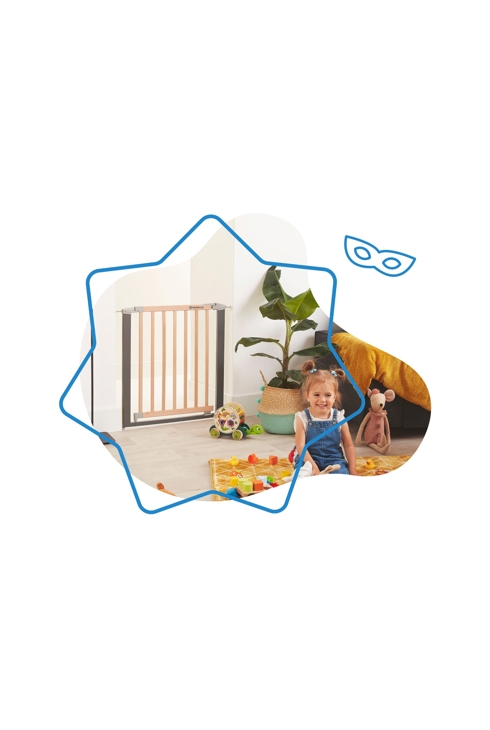 Barrière de sécurité 73 à 81,5cm bois métal Safe&Lock, Badabulle