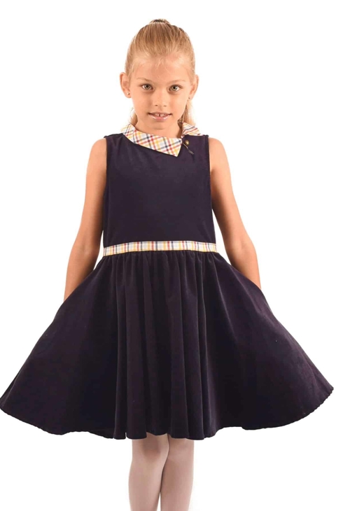 Robe qui tourne hiver fille velours col claudine Hepburn, La Faute à Voltaire