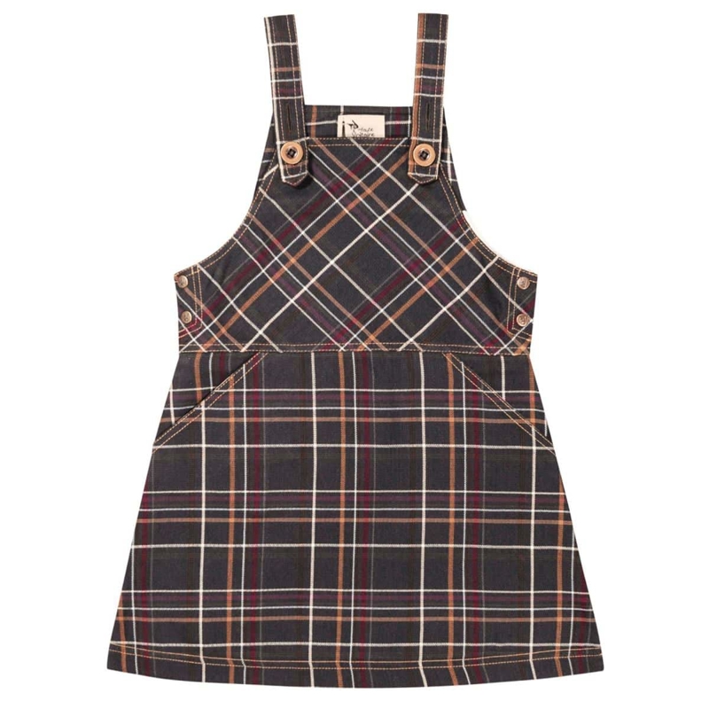 Robe salopette fille carrx tartan marron Lola, La Faute à Voltaire - 3/4 ans