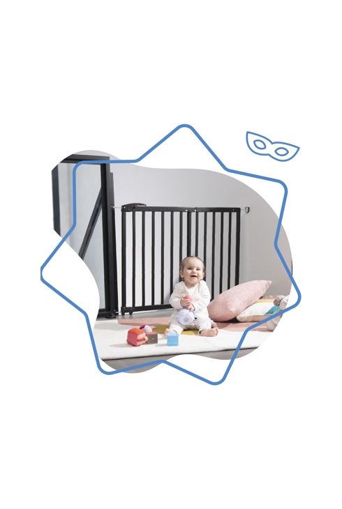 Barrière de sécurité extensible Deco Pop Noir 63-106 cm, Badabulle