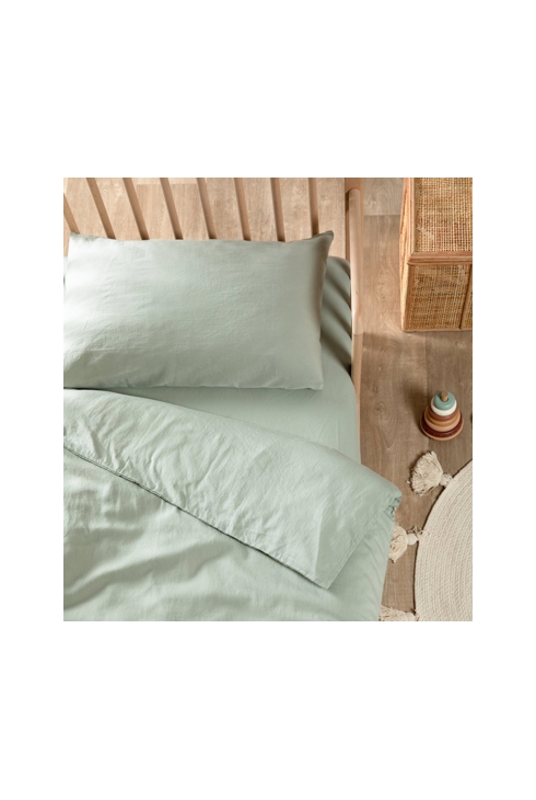 Housse de couette bébé satin de coton bio lavé, Kadolis