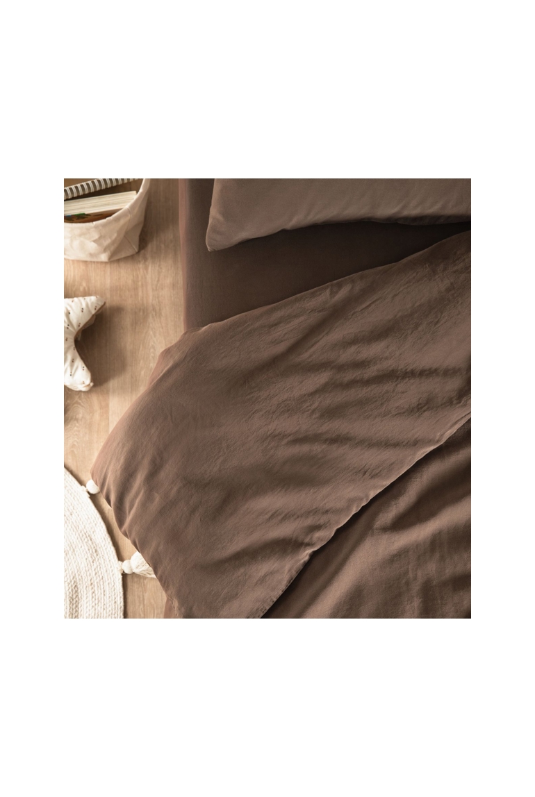 Housse de Couette Satin de Coton Bio lavé 1 personne 1
