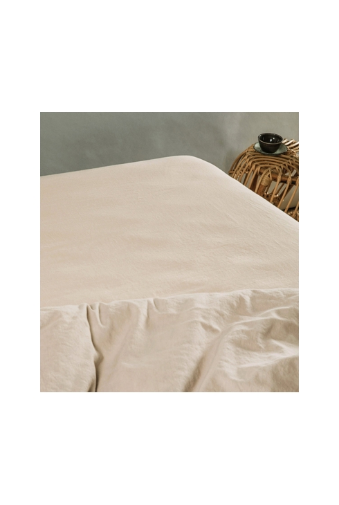 Drap housse satin de coton bio lavé 1 personne, Kadolis