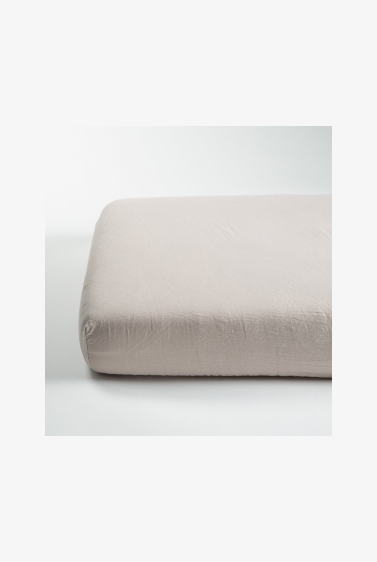 Drap housse satin de coton bio lavé 1 personne, Kadolis 1