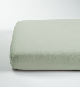 Drap housse satin de coton bio lavé 1 personne, Kadolis 1