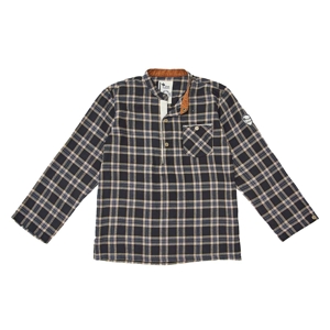 Chemise carrx tartan garçon  noir beige  col mao   Rimbaud, La Faute à Voltaire 1