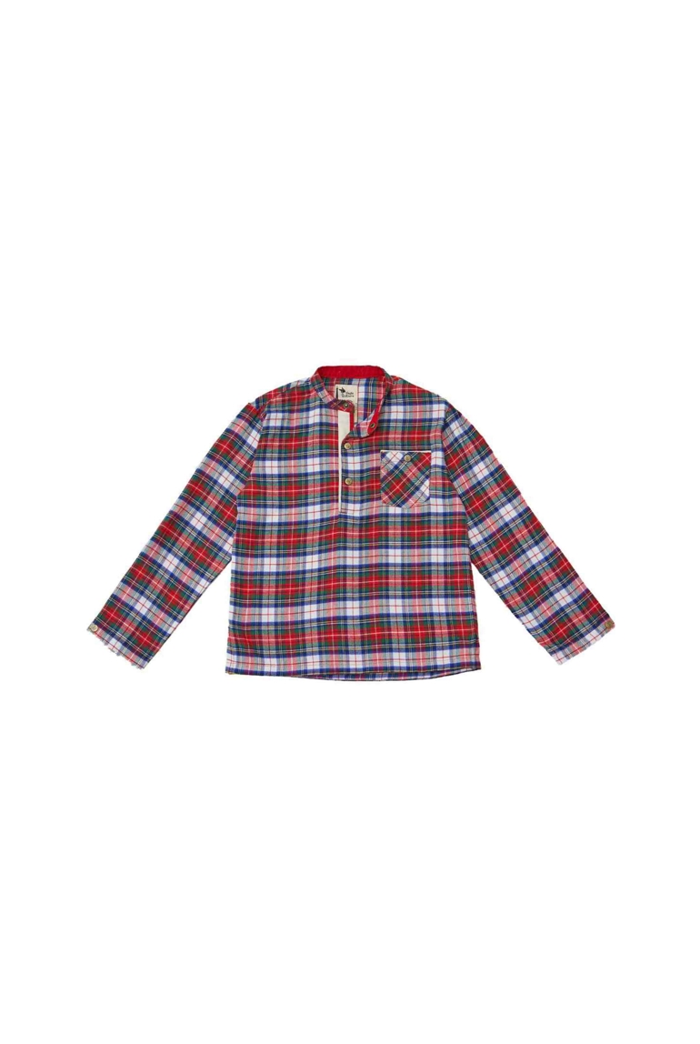 Chemise noël garçon carrx tartan rouge col mao Rimbaud, La Faute à Voltaire 1