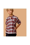 Chemise noël garçon carrx tartan rouge col mao Rimbaud, La Faute à Voltaire 2