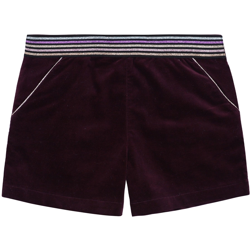 Short hiver fille velours prune ceinture à paillettes Poupette, La Faute à Voltaire - 3/4 ans