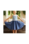 Robe cérémonie fille fleurie bleu roi dentelle blanche Hepburn, La Faute à Voltaire 2