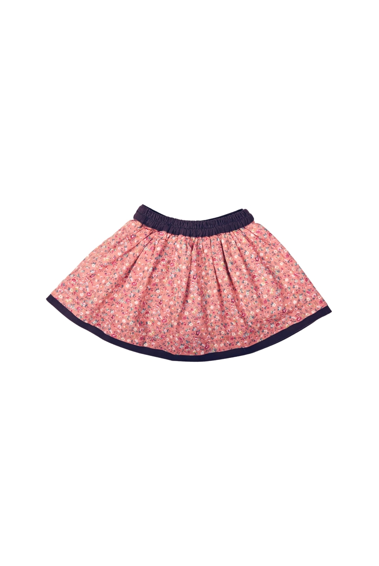 Jupe fleurie fille  coton rose abricot   Lilou, La Faute à Voltaire 1