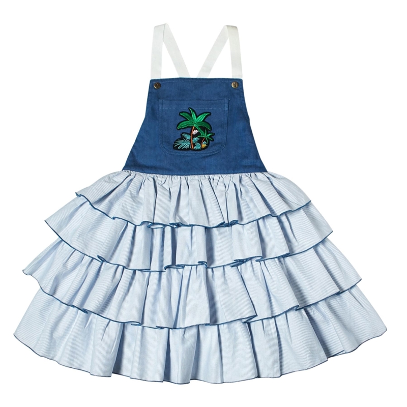 La Faute à Voltaire - Robe salopette fille volants fines rayures es Gigi, La Faute à Voltaire - Fille