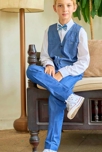 Pantalon à pinces garçon coton bleu marine Ambroise, La Faute à Voltaire 2