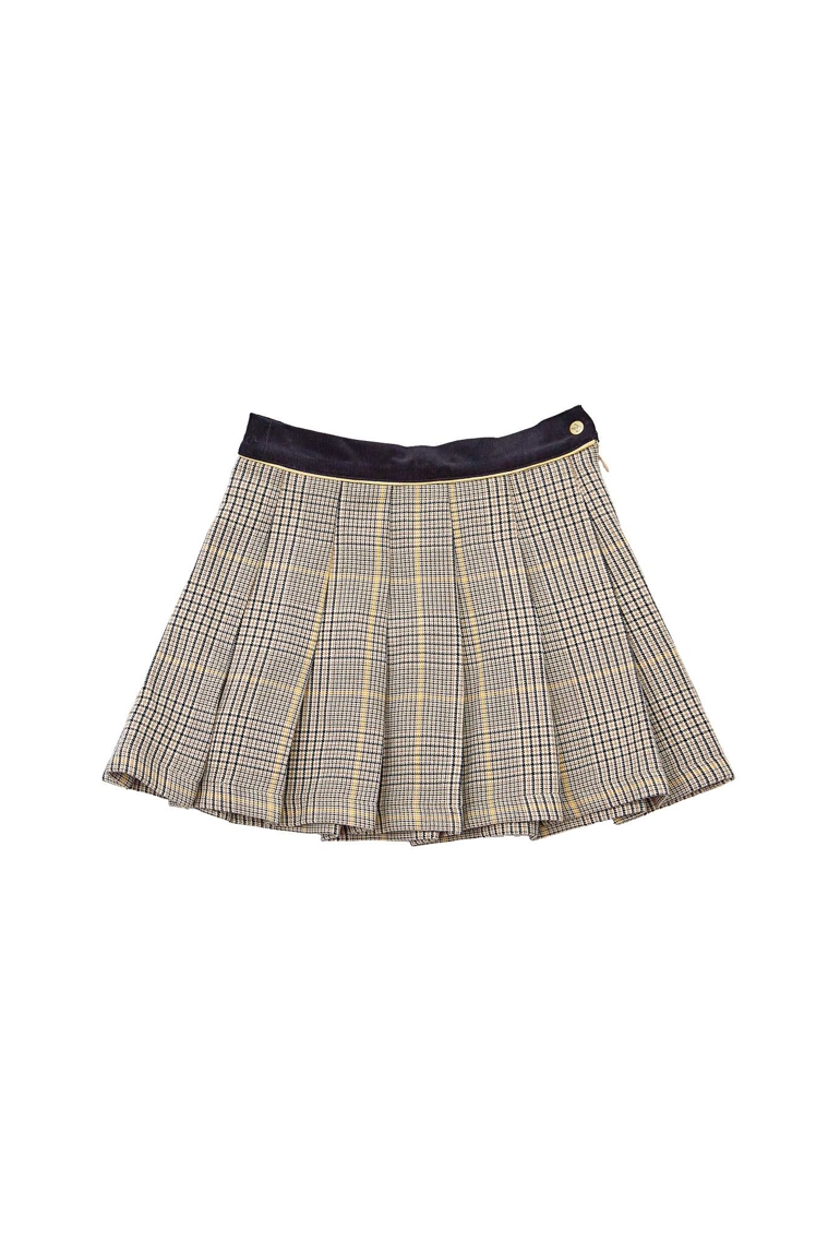 Jupe écossaise fille laine carrx tartan marron jaune London, La Faute à Voltaire 1