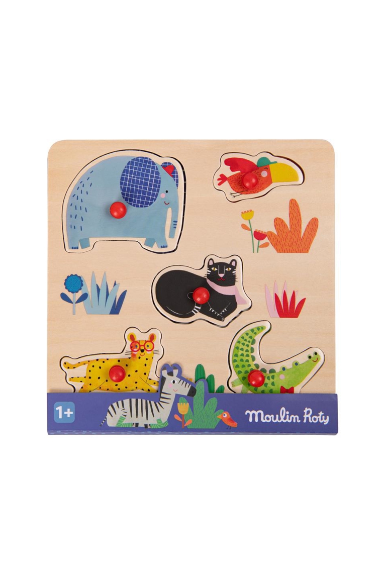 Puzzle encastrable 5 animaux les toupitis, Moulin roty 1