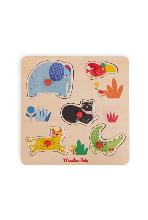 Puzzle encastrable 5 animaux les toupitis, Moulin roty