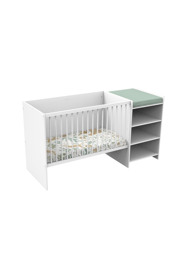 Lit bébé combiné 120x60 évolutif en 90x190 en bois blanc 1