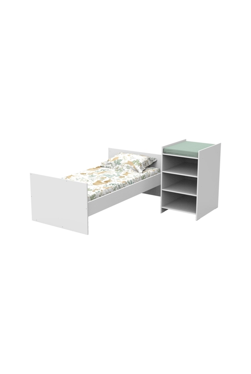 Lit bébé combiné 120x60 évolutif en 90x190 en bois blanc