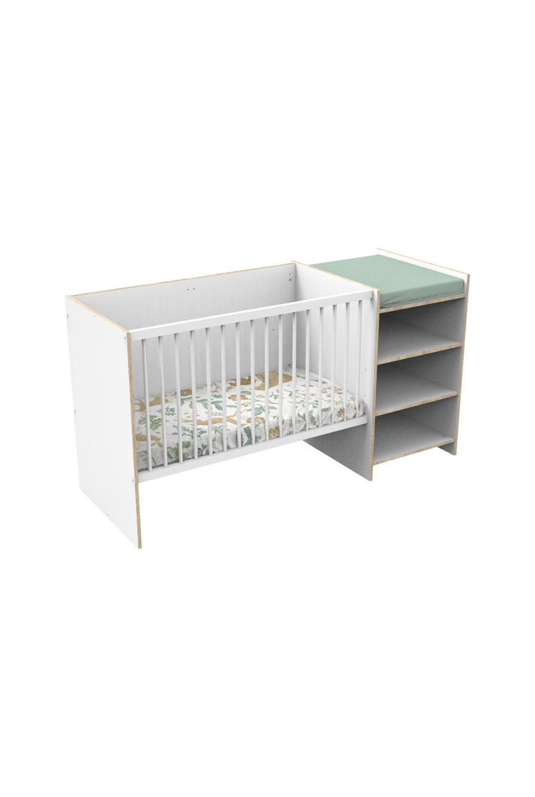Lit bébé combiné 120x60 évolutif en 90x190 en bois blanc 1