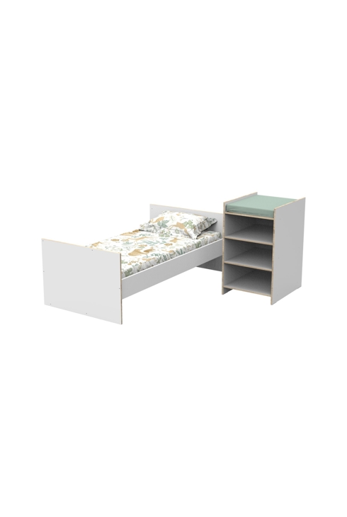 Lit bébé combiné 120x60 évolutif en 90x190 en bois blanc