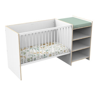 Lit bébé combiné 120x60 évolutif en 90x190 en bois blanc 1