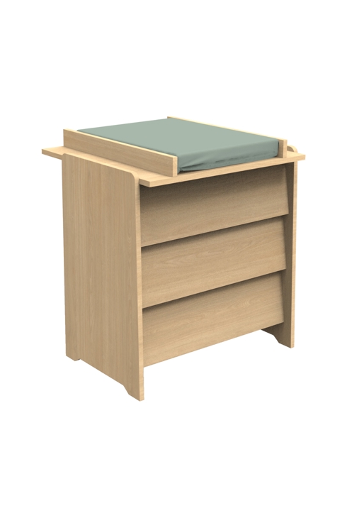 Commode 3 tiroirs façades inclinées en bois décor chêne miel