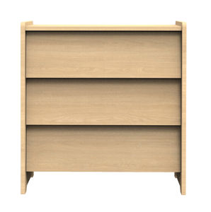 Commode 3 tiroirs façades inclinées en bois décor chêne miel 1