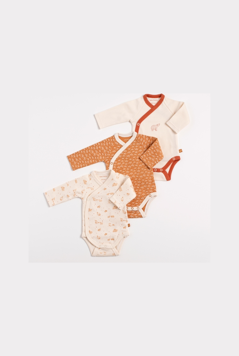 Bodies bébé croisés à manches longues lot de 3, Sauthon 1
