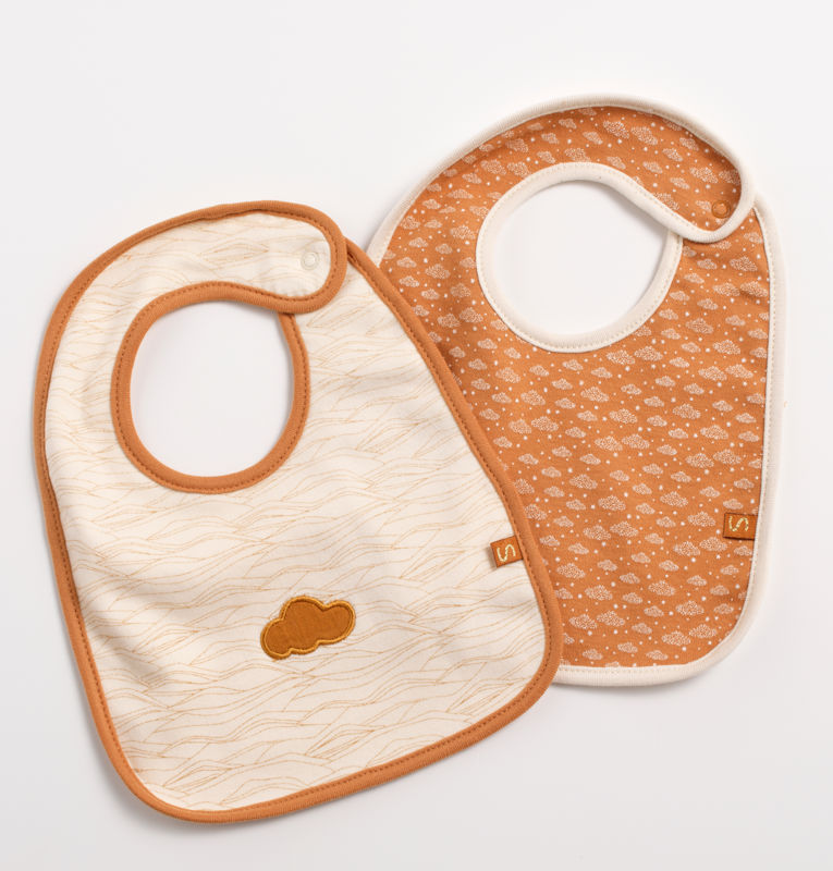Sauthon - Lot de 2 bavoirs en coton décor nuage - - Dès la naissance
