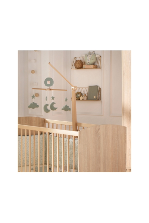 Mobile musical bébé en bois avec 4 jouets, Sauthon