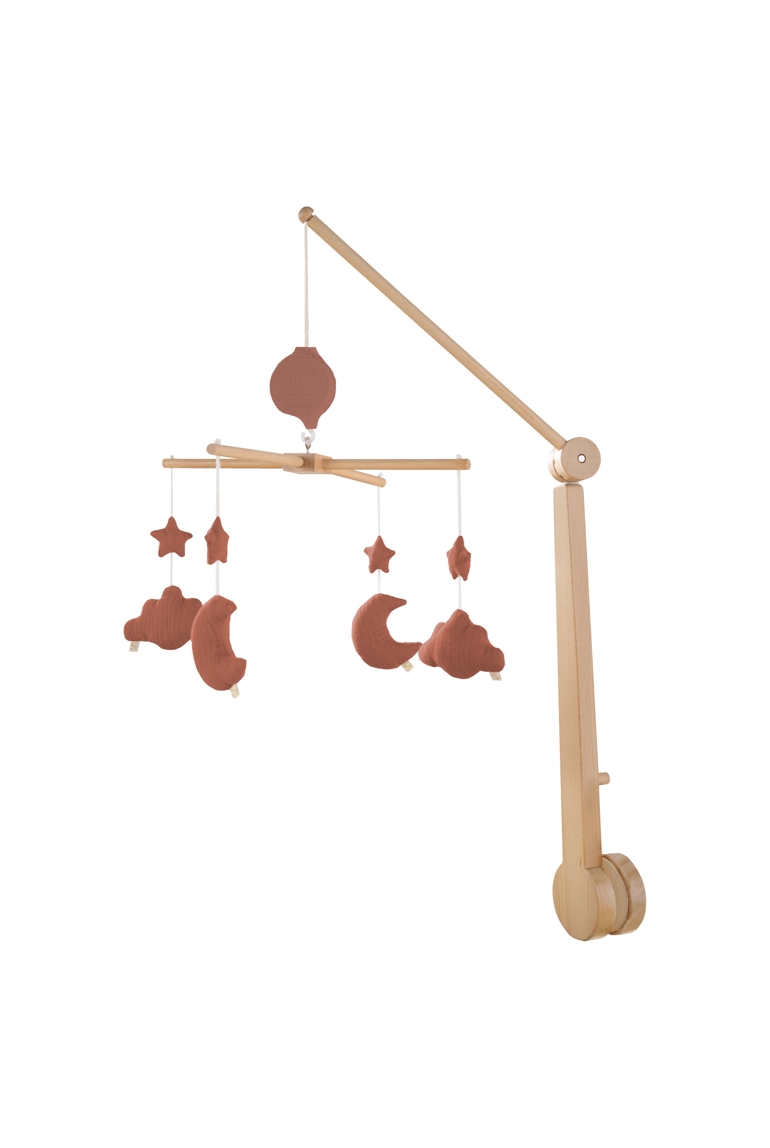 Mobile musical bébé en bois avec 4 jouets, Sauthon 1