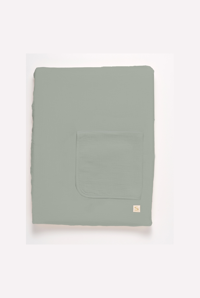 Matelas à langer avec sa housse en double gaze de coton et sa serviette, Sauthon 1