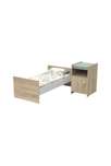 Lit bébé combiné 120x60 évolutif en 90x190 en décor bois avec commode à langer 1 porte 2