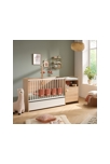 Lit bébé combiné 120x60 évolutif en 90x190 en décor bois avec commode à langer 1 porte 3