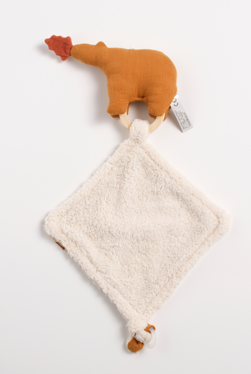 Doudou mouchoir ours en gaze de coton et bouclette