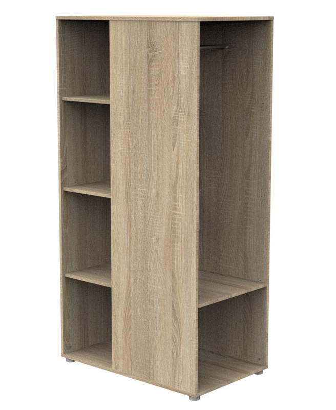 Meuble de rangement avec étagères et penderie en décor bois, Sauthon -